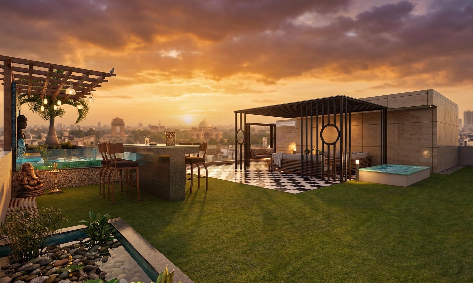3D visualization showing material finishes and lighting