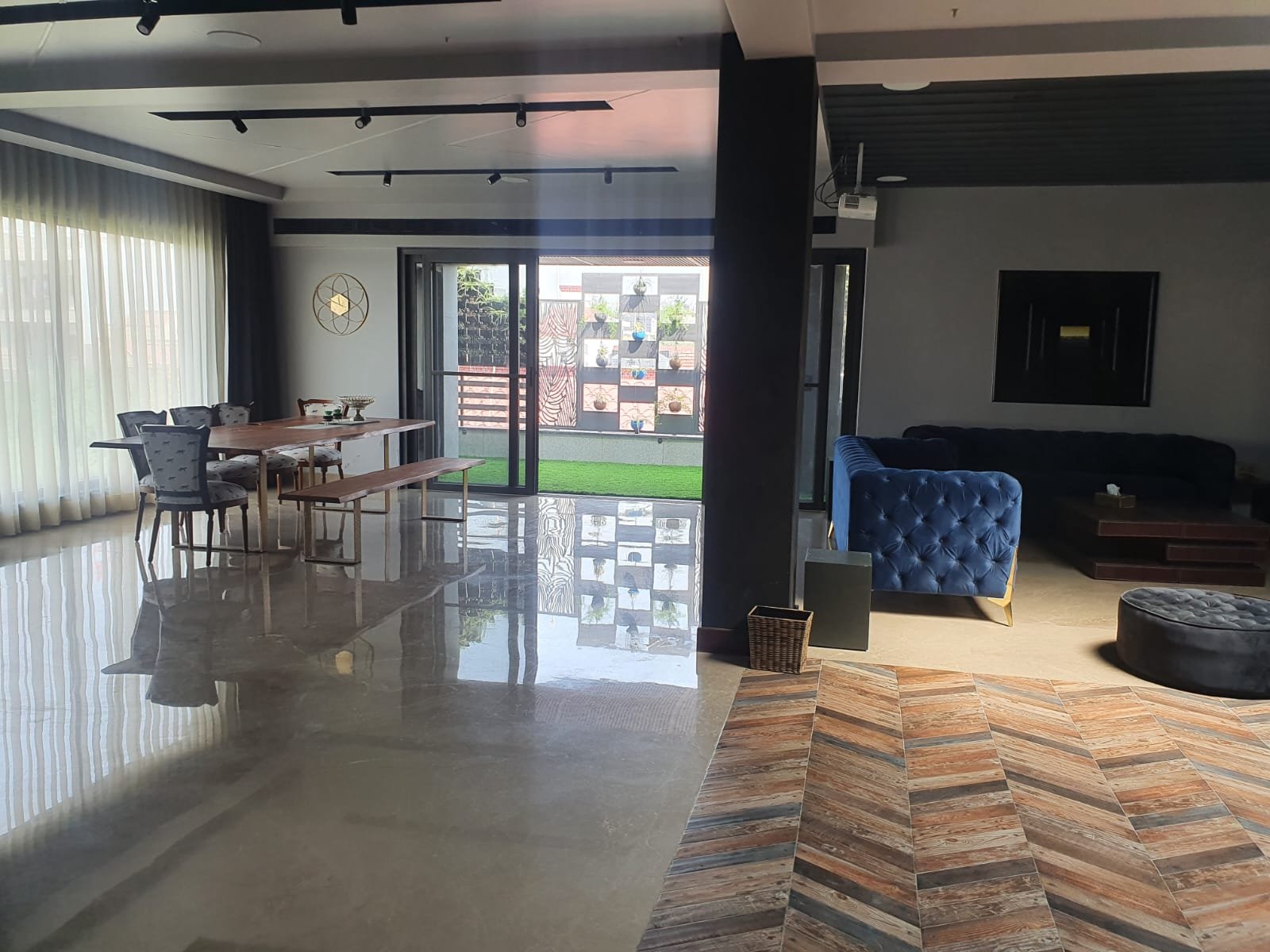 AC gazebo interior with lounge seating