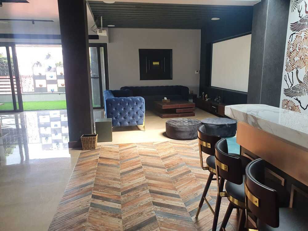 Interior material detail — marble, timber and metal finishes